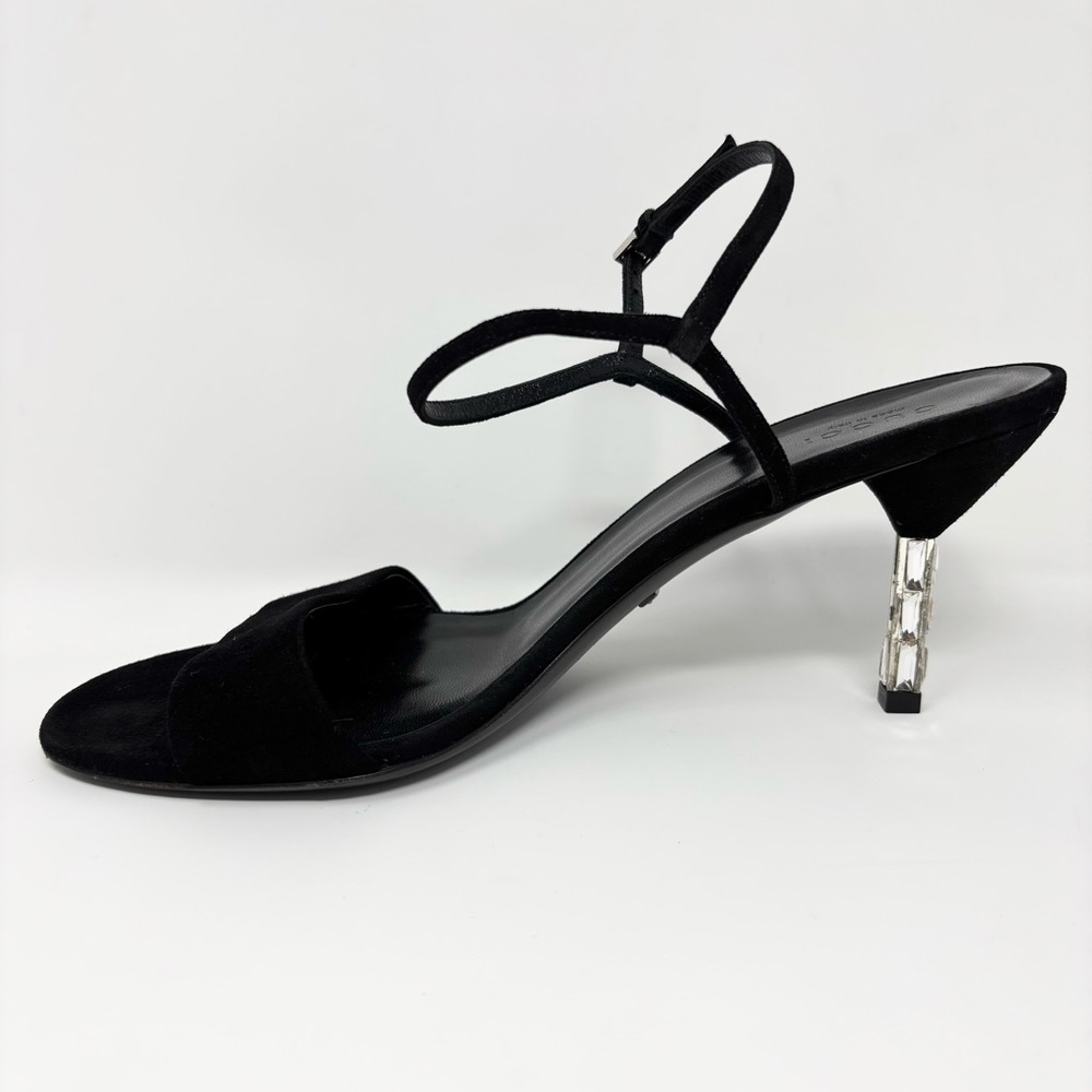 Gucci Black Suede Crystal-Heel Sandals Adlena Size EU 38.5 / US 8.5 - Picture 8 of 16